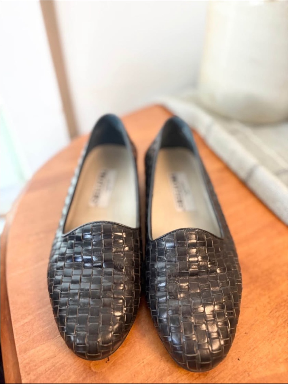 Trotters Black Woven Leather Loafers